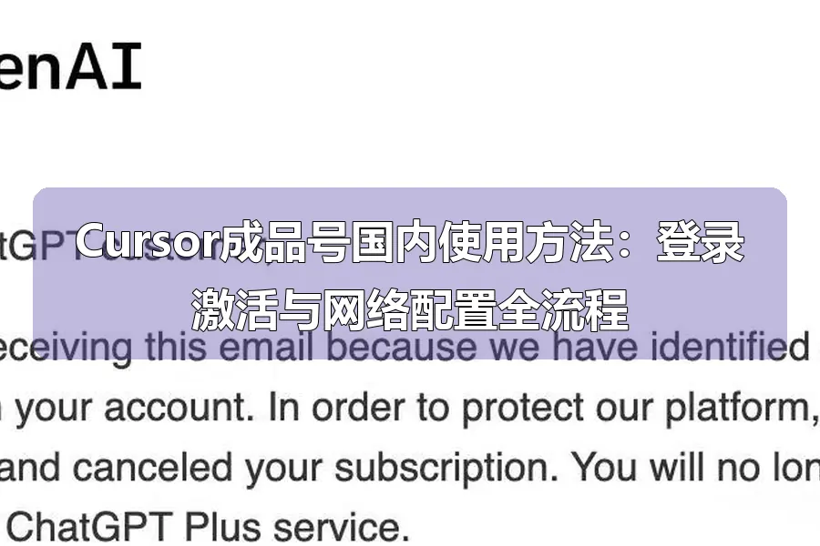 Cursor成品号国内使用方法：登录激活与网络配置全流程